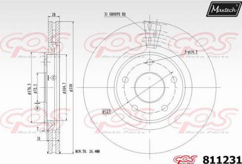 Maxtech 811231.0000 - Bremžu diski autodraugiem.lv