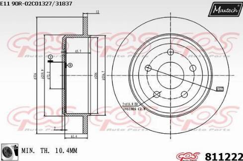 Maxtech 811222.0060 - Bremžu diski autodraugiem.lv