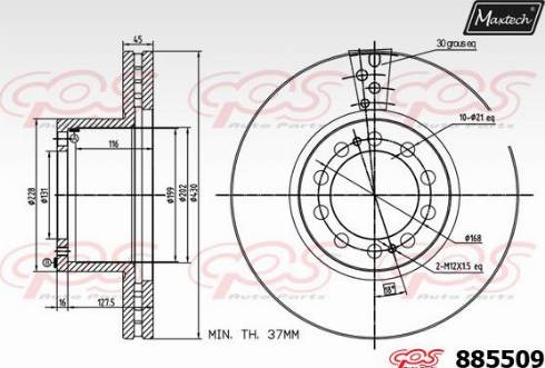 Maxtech 885509.0000 - Bremžu diski autodraugiem.lv