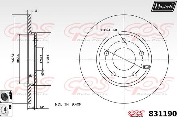 Maxtech 881411 - Bremžu diski autodraugiem.lv