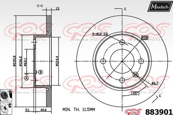 Maxtech 881007 - Bremžu diski autodraugiem.lv