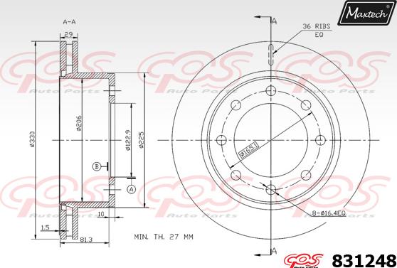 Maxtech 881219 - Bremžu diski autodraugiem.lv