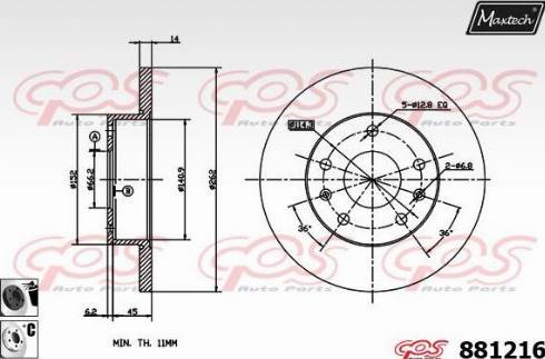 Maxtech 881216.6060 - Bremžu diski autodraugiem.lv