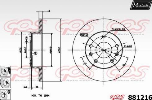 Maxtech 881216.6880 - Bremžu diski autodraugiem.lv