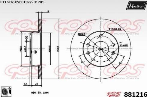 Maxtech 881216.0060 - Bremžu diski autodraugiem.lv