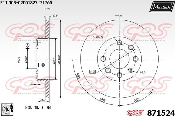 Maxtech 881231 - Bremžu diski autodraugiem.lv