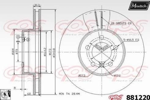 Maxtech 881220.0080 - Bremžu diski autodraugiem.lv