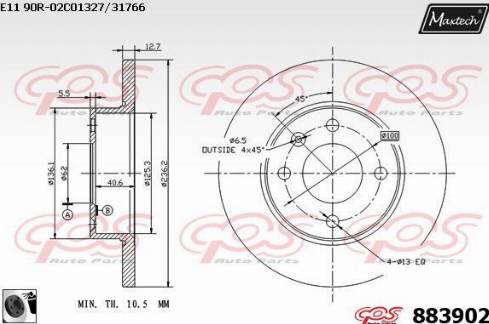 Maxtech 883902.0060 - Bremžu diski autodraugiem.lv