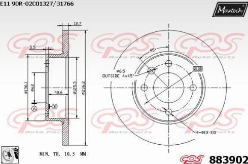 Maxtech 883902.0080 - Bremžu diski autodraugiem.lv