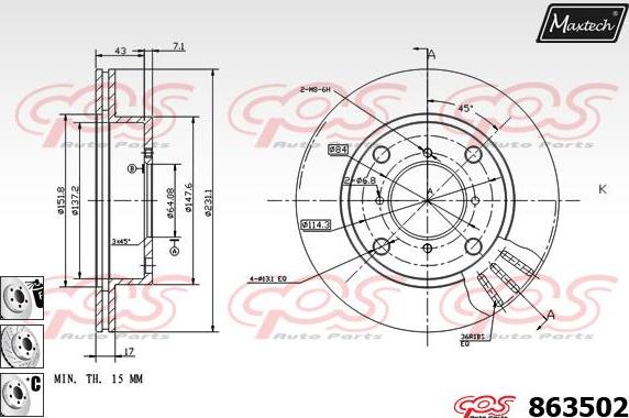 Maxtech 883443 - Bremžu diski autodraugiem.lv