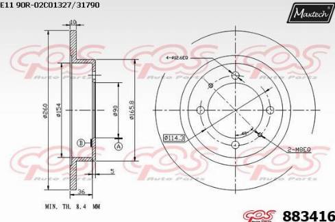 Maxtech 883416.0000 - Bremžu diski autodraugiem.lv