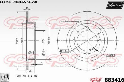 Maxtech 883416.0080 - Bremžu diski autodraugiem.lv