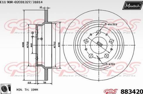 Maxtech 883420.0060 - Bremžu diski autodraugiem.lv