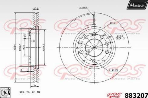 Maxtech 883207.0080 - Bremžu diski autodraugiem.lv