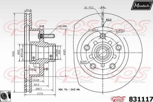 Maxtech 831117.0060 - Bremžu diski autodraugiem.lv