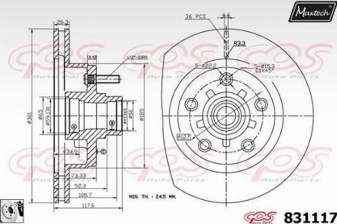 Maxtech 831117.0080 - Bremžu diski autodraugiem.lv