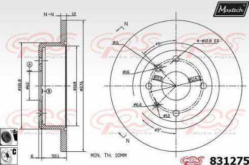 Maxtech 831275.6060 - Bremžu diski autodraugiem.lv