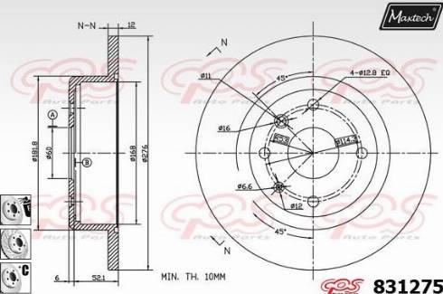 Maxtech 831275.6880 - Bremžu diski autodraugiem.lv