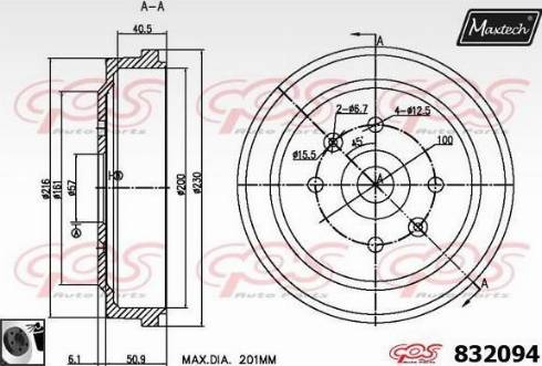 Maxtech 832094.0060 - Bremžu trumulis autodraugiem.lv