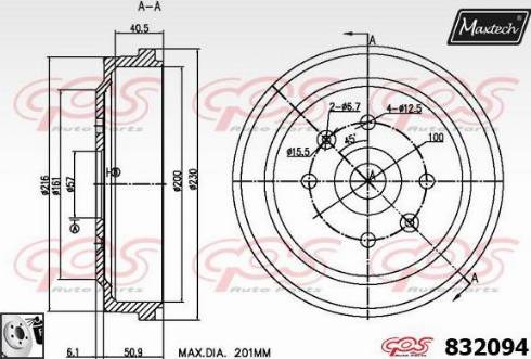 Maxtech 832094.0080 - Bremžu trumulis autodraugiem.lv