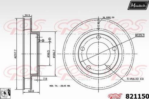 Maxtech 821150.0080 - Bremžu diski autodraugiem.lv