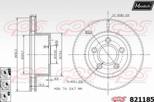 Maxtech 821185.6980 - Bremžu diski autodraugiem.lv