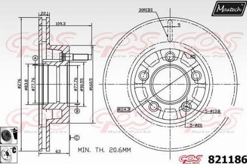 Maxtech 821186.6060 - Bremžu diski autodraugiem.lv