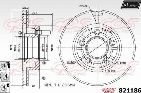 Maxtech 821186.6880 - Bremžu diski autodraugiem.lv