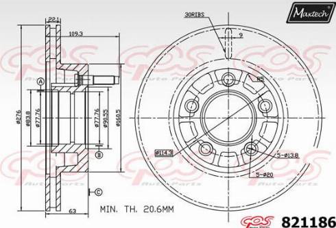 Maxtech 821186.0000 - Bremžu diski autodraugiem.lv