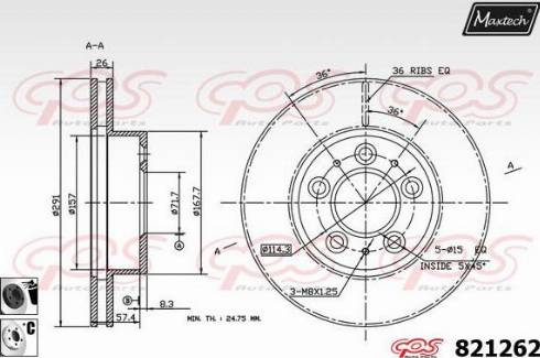 Maxtech 821262.6060 - Bremžu diski autodraugiem.lv