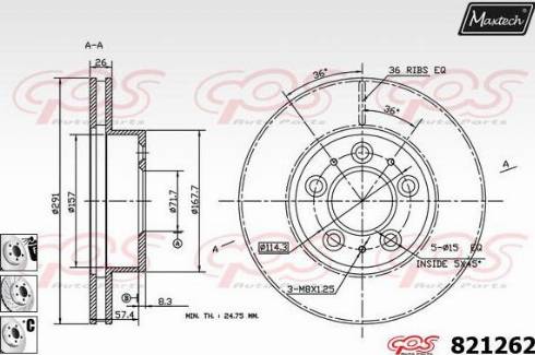 Maxtech 821262.6980 - Bremžu diski autodraugiem.lv