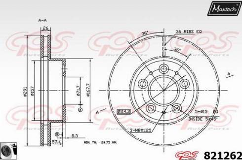 Maxtech 821262.0060 - Bremžu diski autodraugiem.lv