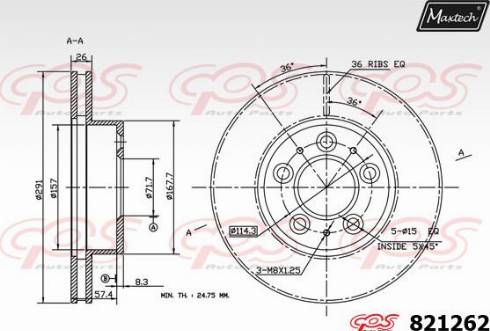 Maxtech 821262.0000 - Bremžu diski autodraugiem.lv