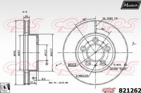 Maxtech 821262.0080 - Bremžu diski autodraugiem.lv