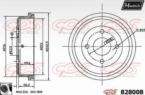 Maxtech 828008.0060 - Bremžu trumulis autodraugiem.lv