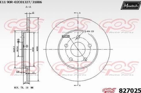 Maxtech 827025.0000 - Bremžu diski autodraugiem.lv