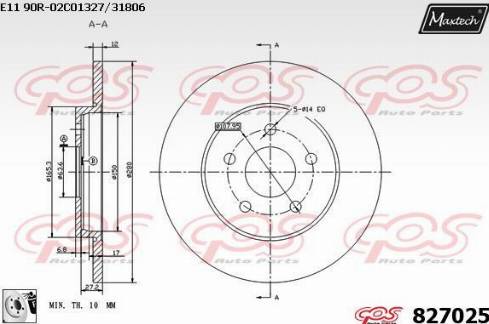 Maxtech 827025.0080 - Bremžu diski autodraugiem.lv