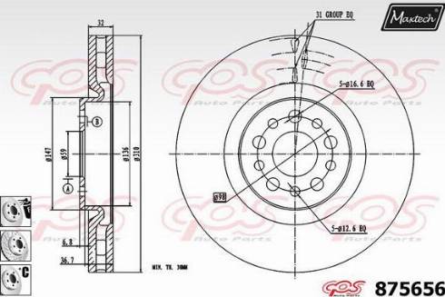 Maxtech 875656.6880 - Bremžu diski autodraugiem.lv