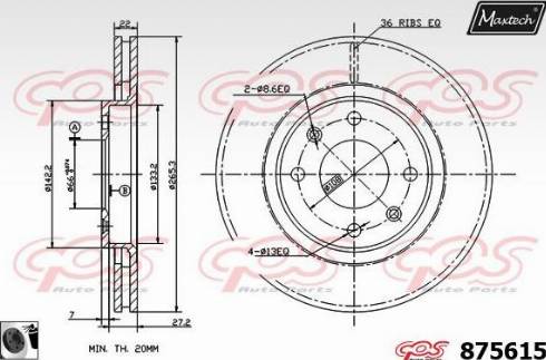 Maxtech 875615.0060 - Bremžu diski autodraugiem.lv