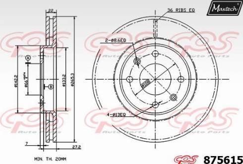 Maxtech 875615.0000 - Bremžu diski autodraugiem.lv