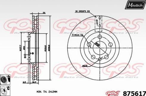 Maxtech 875617.6060 - Bremžu diski autodraugiem.lv