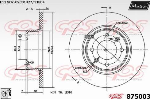 Maxtech 875003.0080 - Bremžu diski autodraugiem.lv