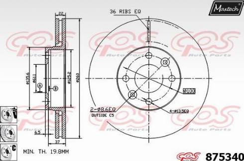 Maxtech 875340.6880 - Bremžu diski autodraugiem.lv