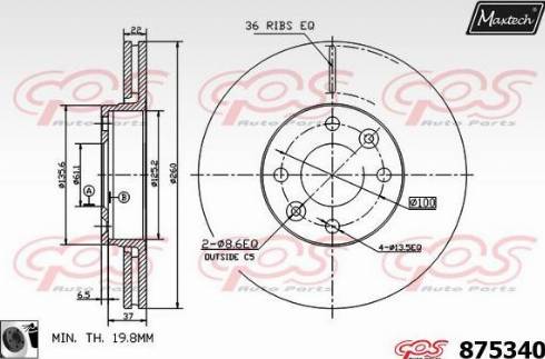 Maxtech 875340.0060 - Bremžu diski autodraugiem.lv