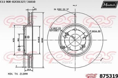 Maxtech 875319.0000 - Bremžu diski autodraugiem.lv