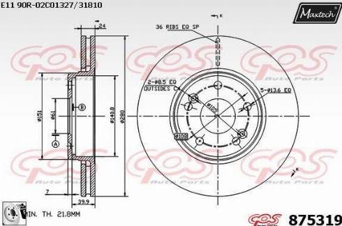 Maxtech 875319.0080 - Bremžu diski autodraugiem.lv