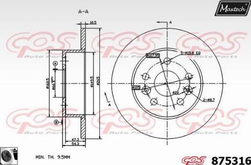 Maxtech 875316.0060 - Bremžu diski autodraugiem.lv