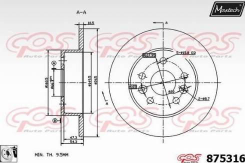 Maxtech 875316.0080 - Bremžu diski autodraugiem.lv