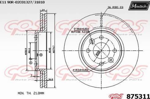 Maxtech 875311.0000 - Bremžu diski autodraugiem.lv