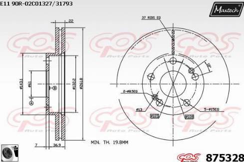 Maxtech 875328.0060 - Bremžu diski autodraugiem.lv